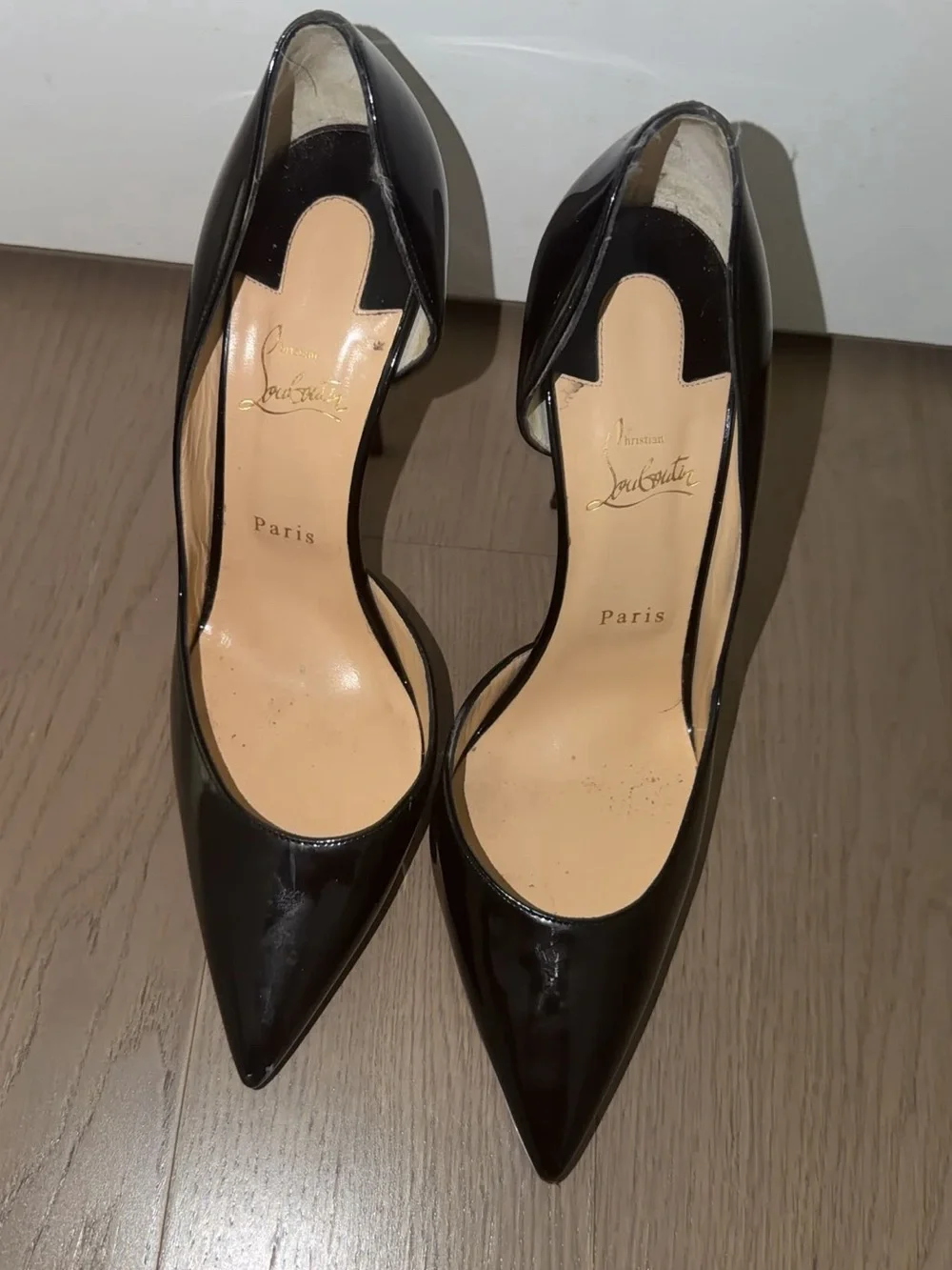 Christian Louboutin Black Patent Pointed D'Orsay Pumps